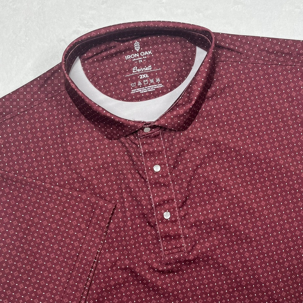 Iron Oak The Bennett Pearl Snap Polo Shirt Men's 2XL Cowboy Collar UPF Golf